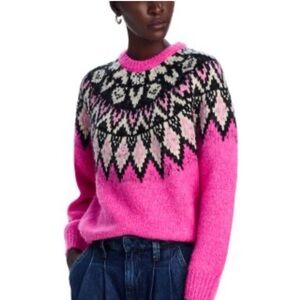 New Freshman Pink and Black Cardigan with Fair Isle Design